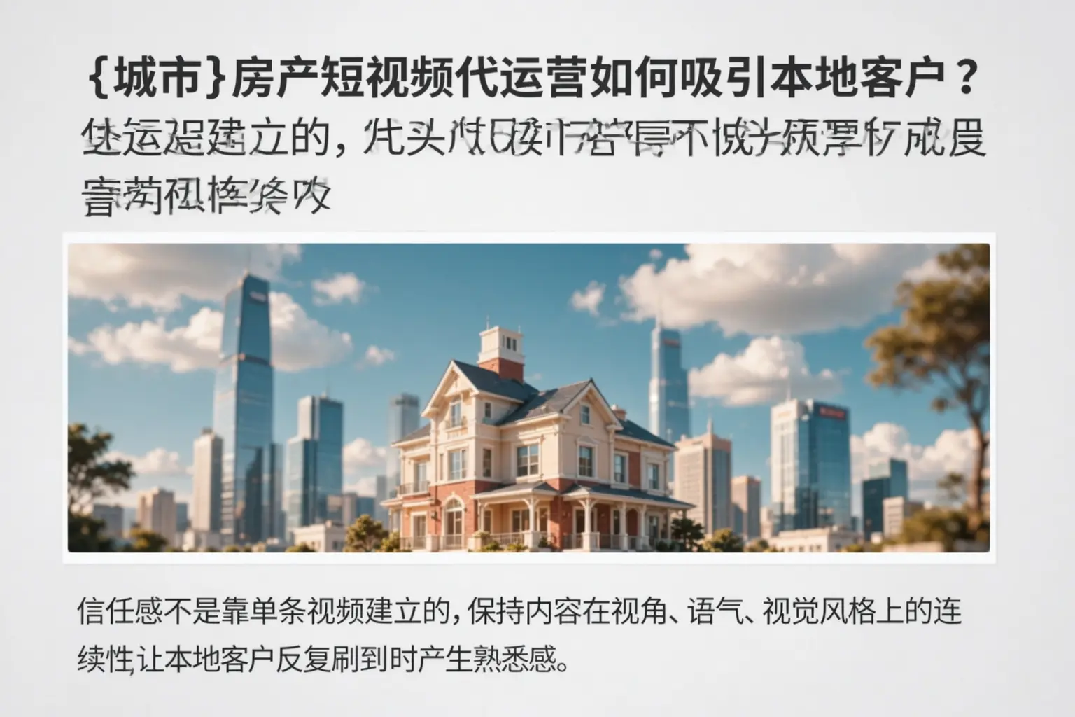 广西房产短视频代运营如何吸引本地客户？