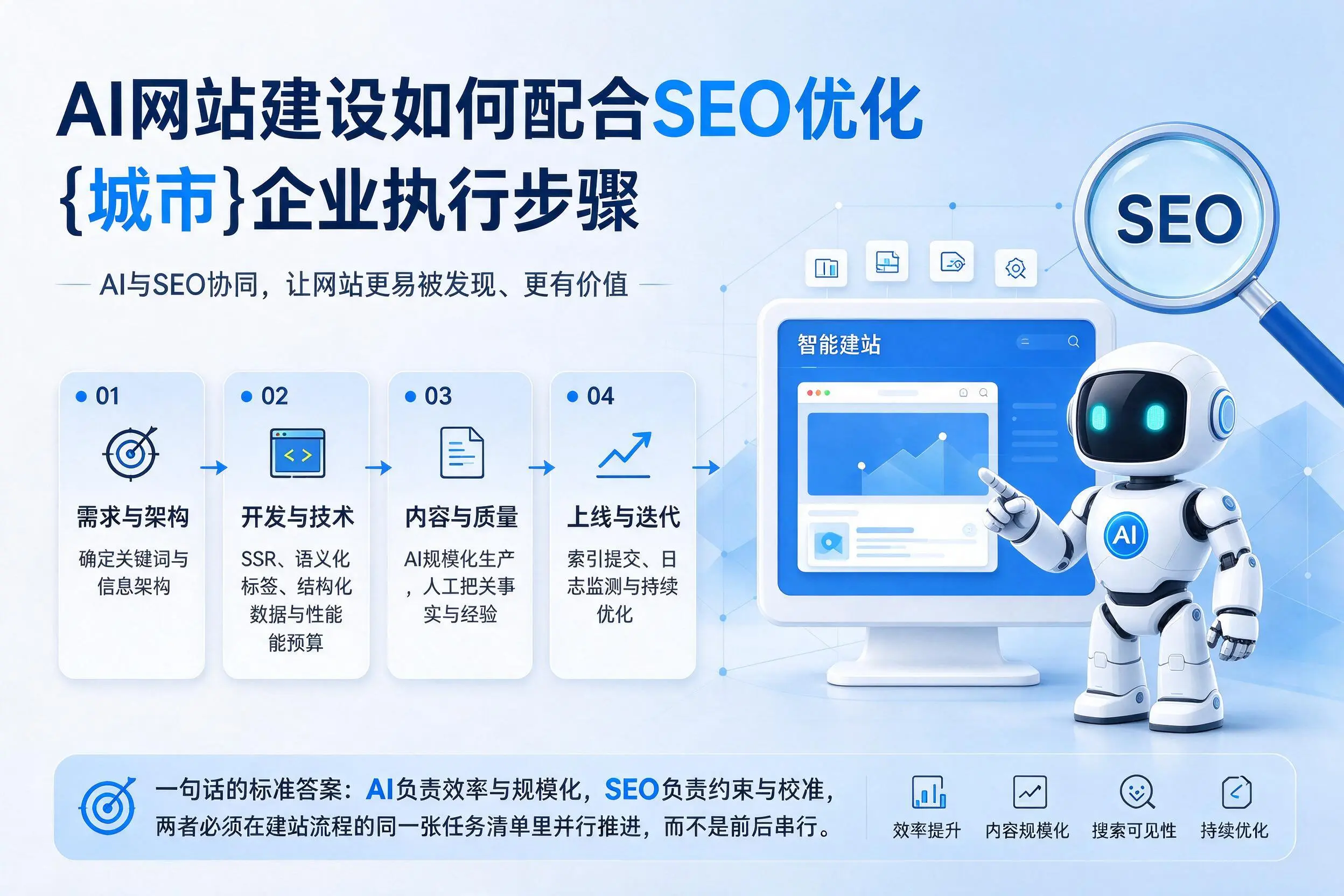AI网站建设如何配合SEO优化，广西企业执行步骤