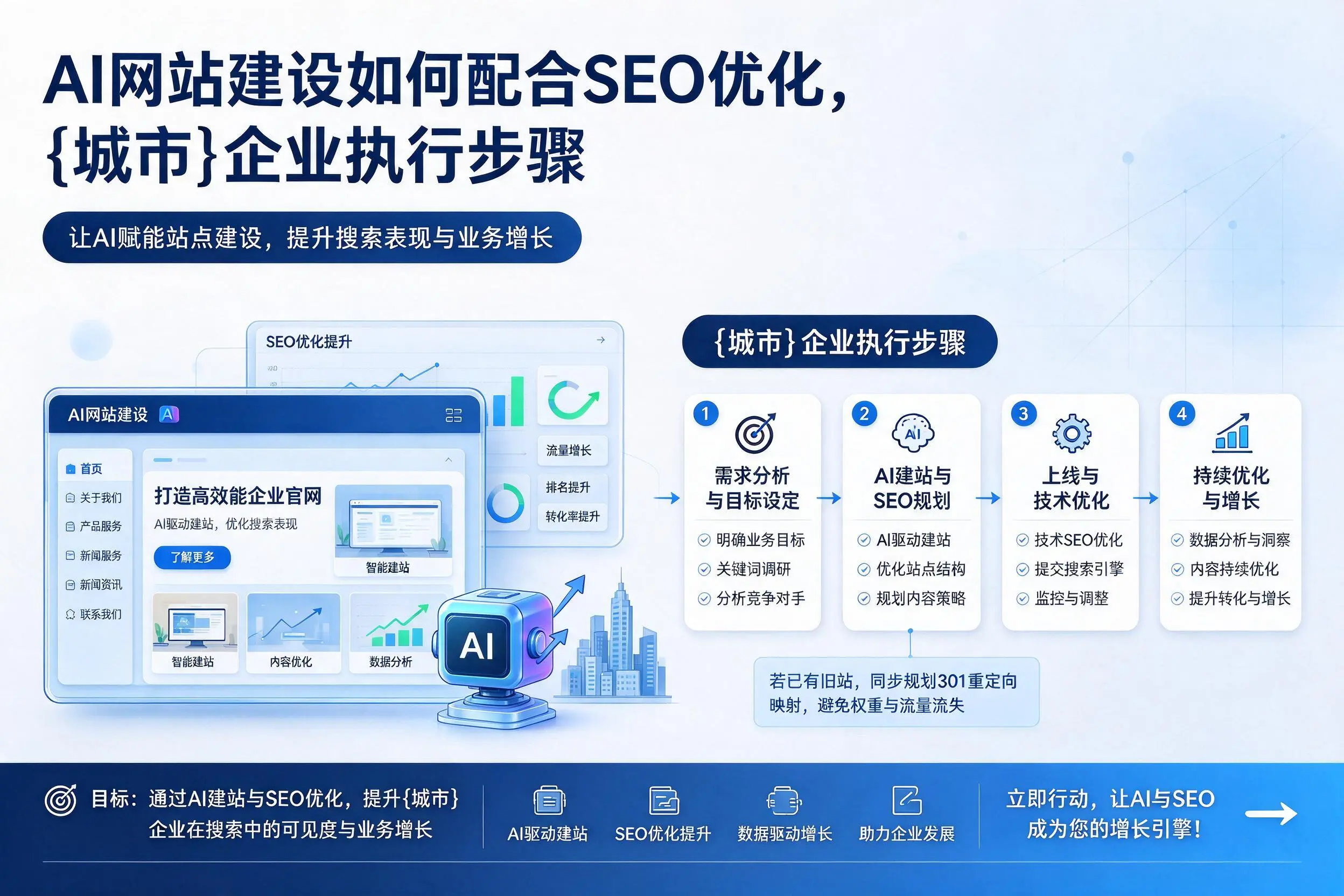 AI网站建设如何配合SEO优化，广西企业执行步骤