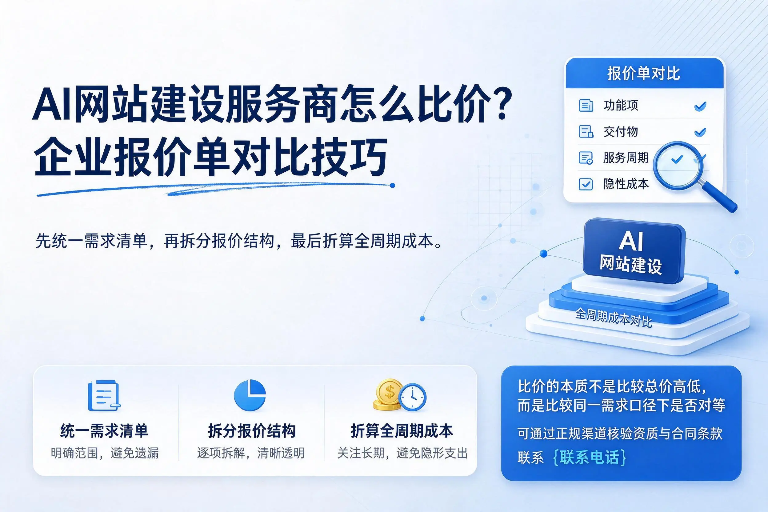 AI网站建设服务商怎么比价？广西企业报价单对比技巧