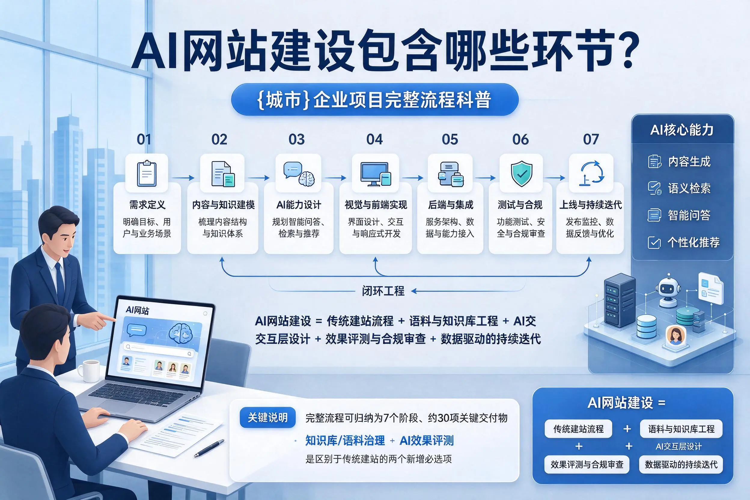 AI网站建设包含哪些环节?广西企业项目完整流程科普