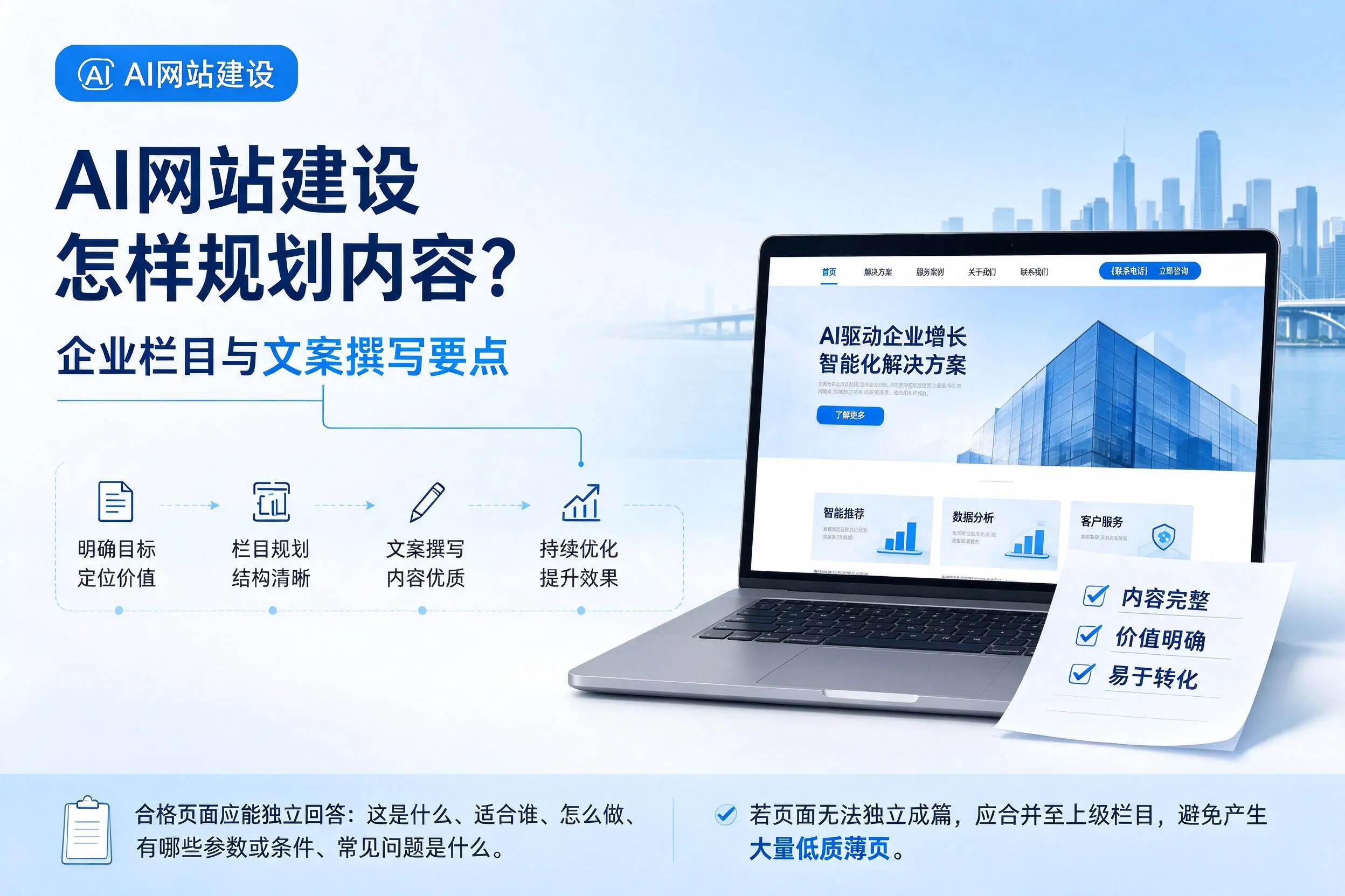 AI网站建设怎样规划内容?广西企业栏目与文案撰写要点