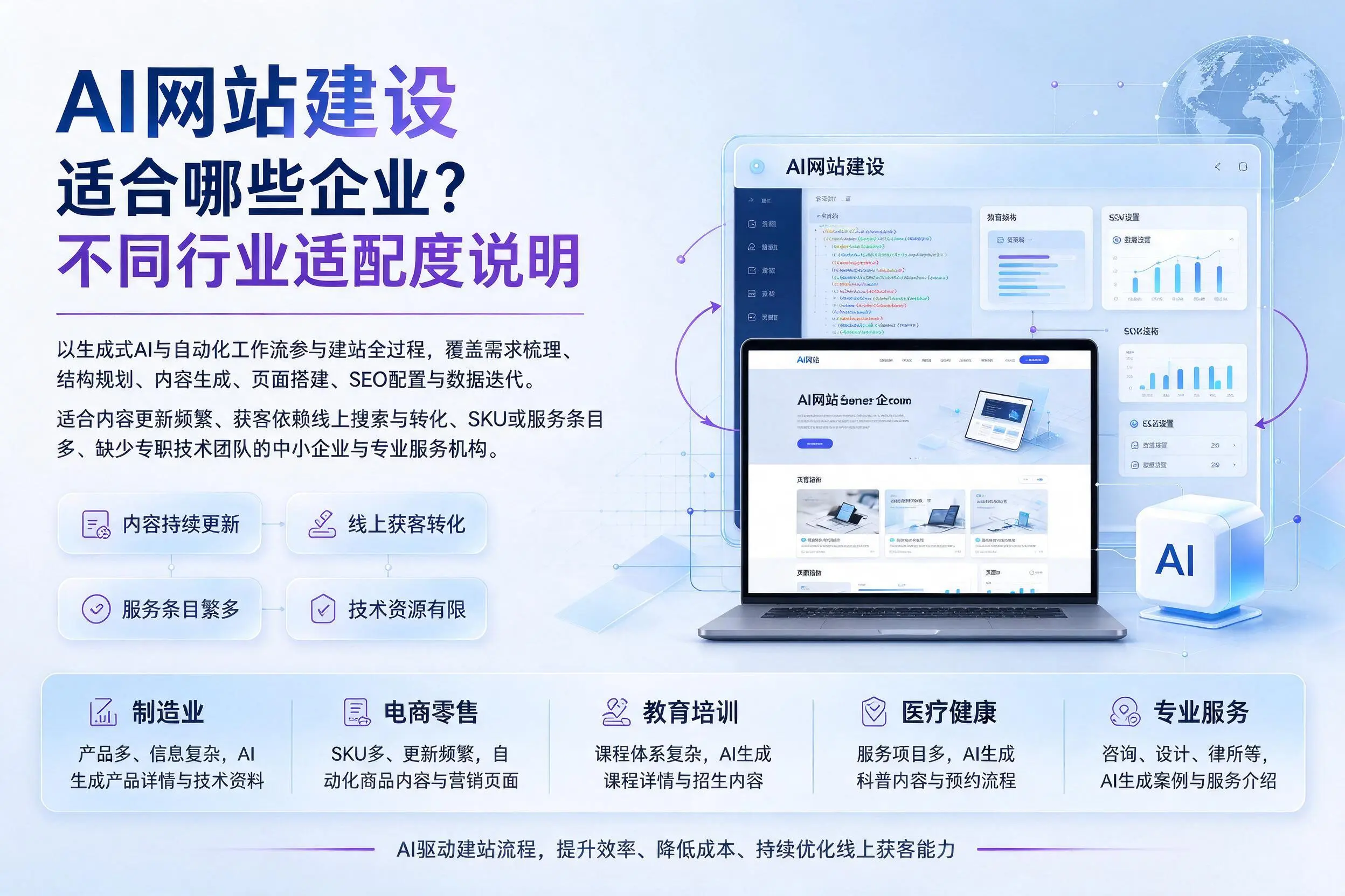 AI网站建设适合哪些企业?广西不同行业适配度说明